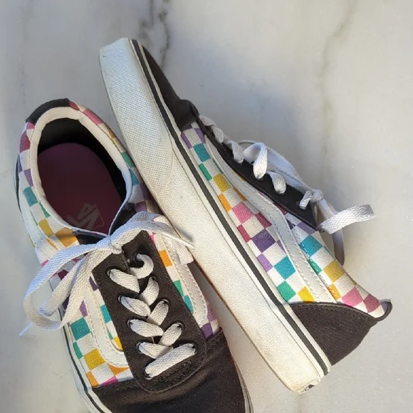 Vans Multicolor Checkered Lace-Up Sneakers Size 3 (Kids) - Picture 6 of 9